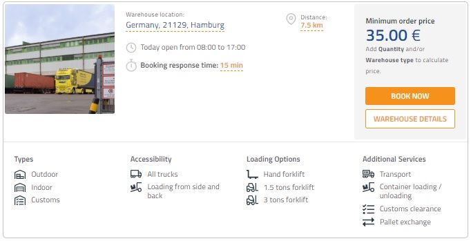 Closest warehouse to Hamburg city center